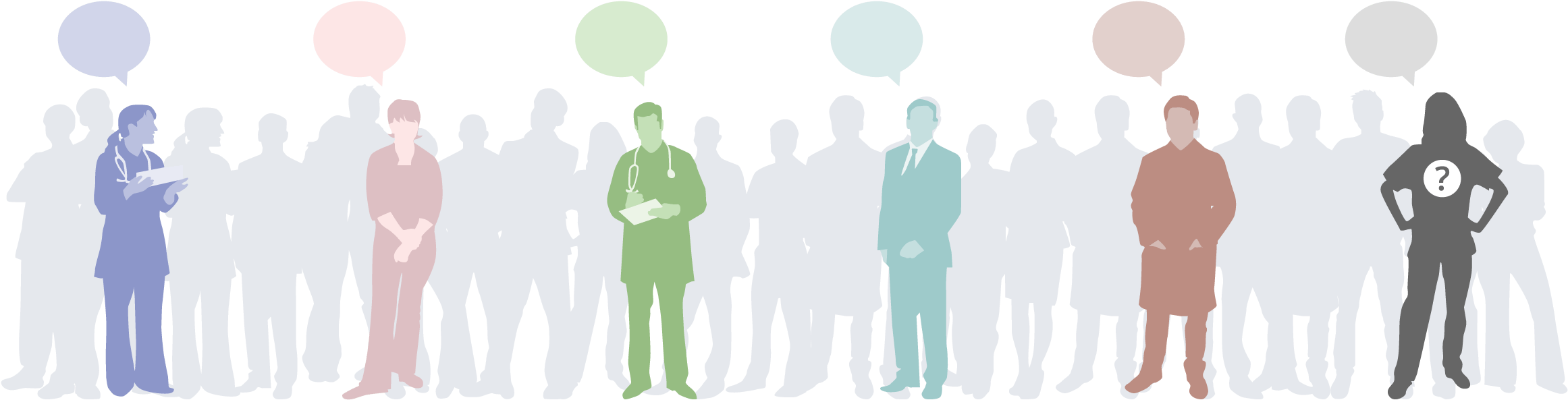 Silhouettes Of Different Healthcare People Giving Their - Healthcare People Pty Ltd (2340x608), Png Download