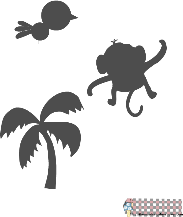 Baby Monkey Silhouette (612x792), Png Download