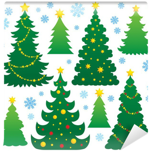 Christmas Tree Silhouette Theme 9 Wall Mural • Pixers® - Christmas Tree Silhouette (400x400), Png Download