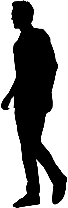 People Silhouette Clipart Tall Man - Silhouette Walking Png (360x720), Png Download