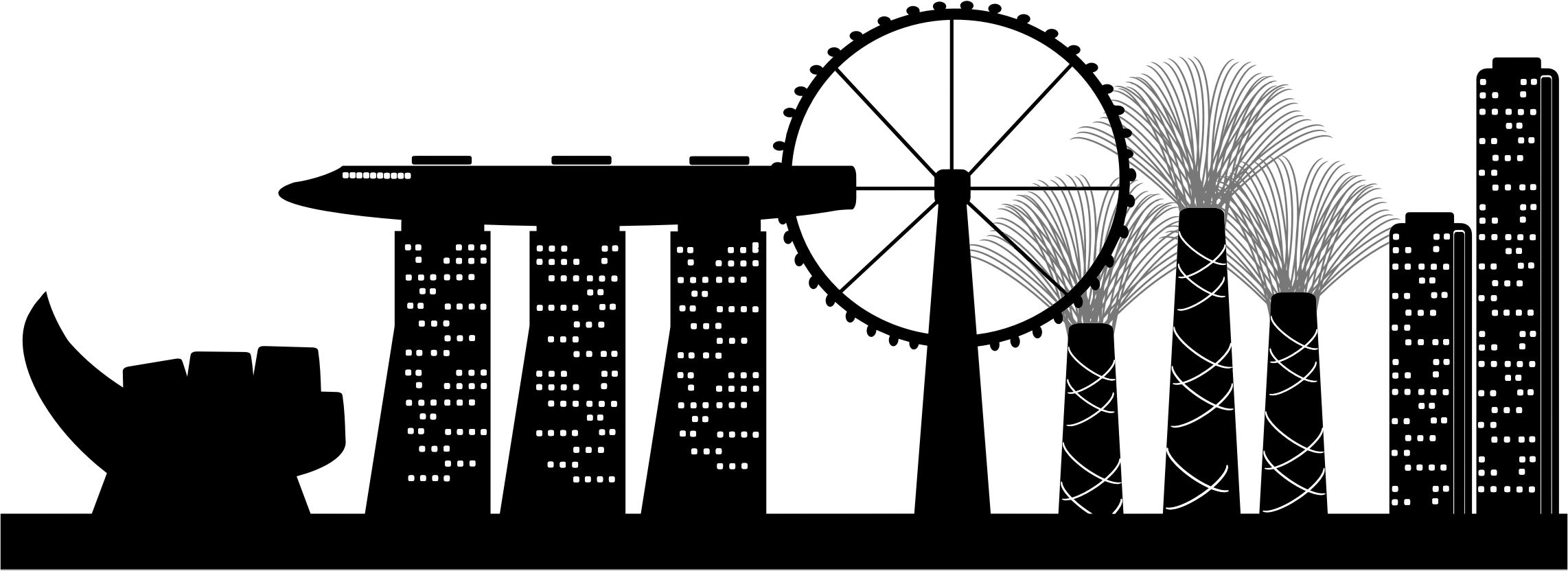 Big Image - Singapore Skyline Silhouette Png (2284x832), Png Download