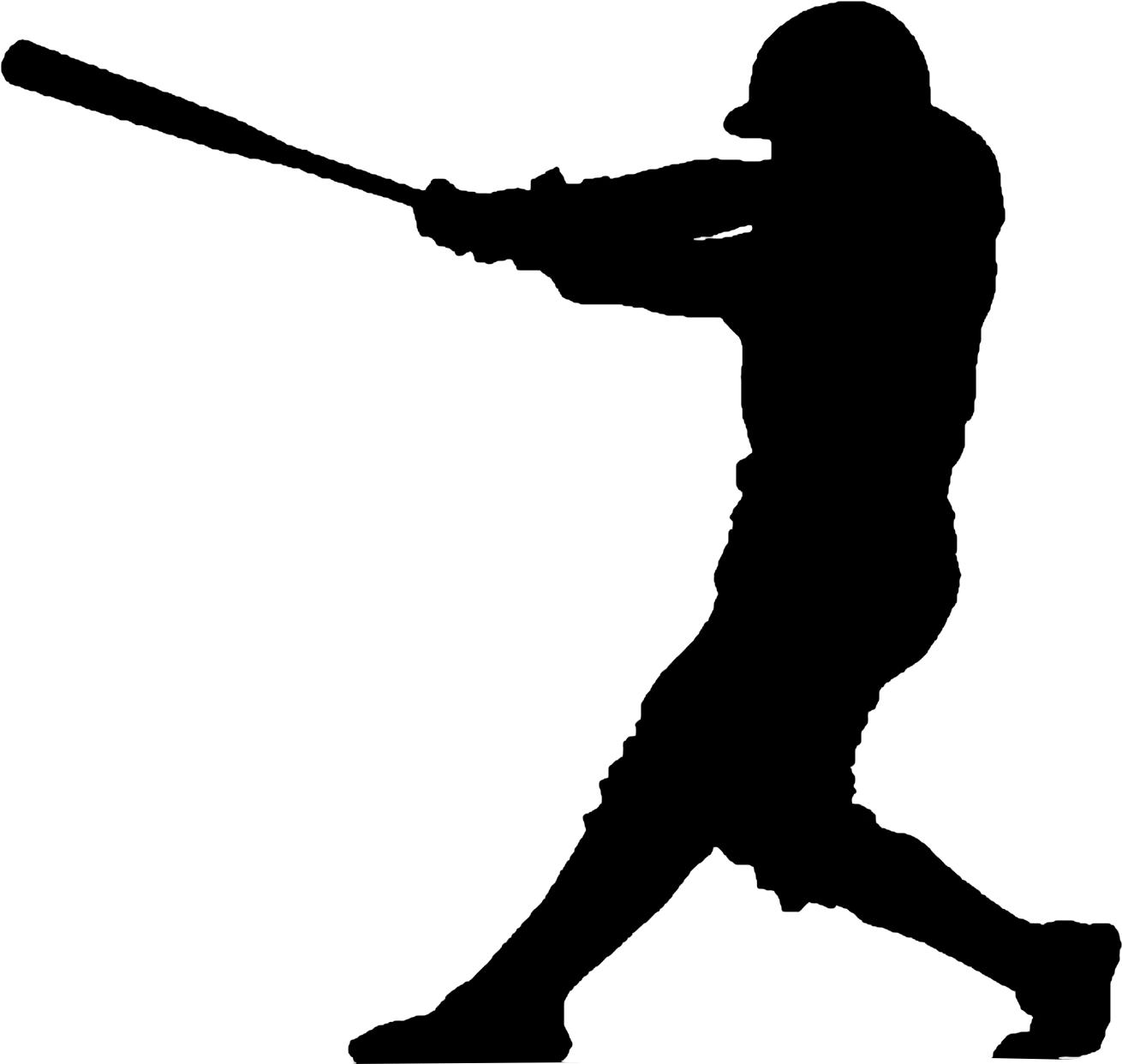 Baseball Player Silhouette Png - Baseball Bat Swinging Png (1386x1349), Png Download