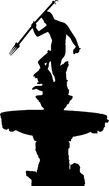 Neptune, Trident, Poland, Silhouette - Golden Gate (374x640), Png Download