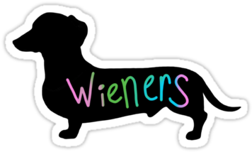 "wieners Funny Wiener Dog Dachshund Silhouette Rainbow - Inappropriate Stickers For Snapchat (375x360), Png Download