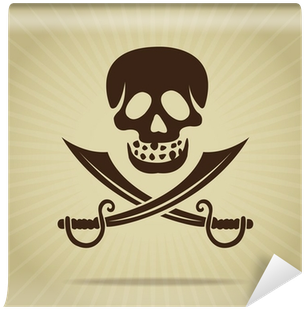 Vintage Skull With Crossed Swords Silhouette Wall Mural - Zazzle Piraten-schädel Mit Gekreuzten Schwertern Iphone (400x400), Png Download