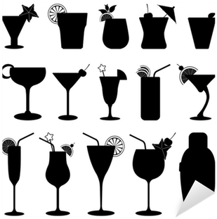 Cocktail Drink Fruit Juice Silhouette Sticker • Pixers® - Cocktail Glass Silhouette (400x400), Png Download