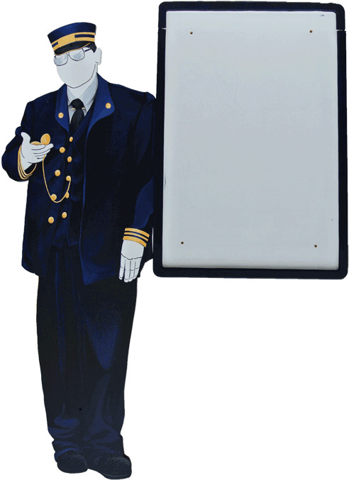 Trains And Stations - Train Conductor Silhouette (500x701), Png Download