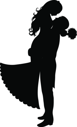 Silhouette Pictures, Silhouette Clip Art, Wedding Silhouette, - Bride And Groom Png (304x500), Png Download
