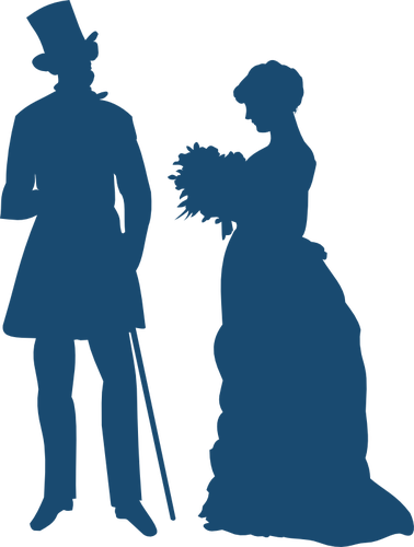 Picture Free Couples Silhouette Clip Art At Getdrawings - Old Fashioned Clipart (378x500), Png Download