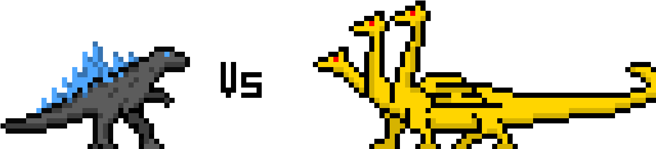 Godzilla Va King Ghidorah - King Ghidorah Pixel Art (1390x350), Png Download