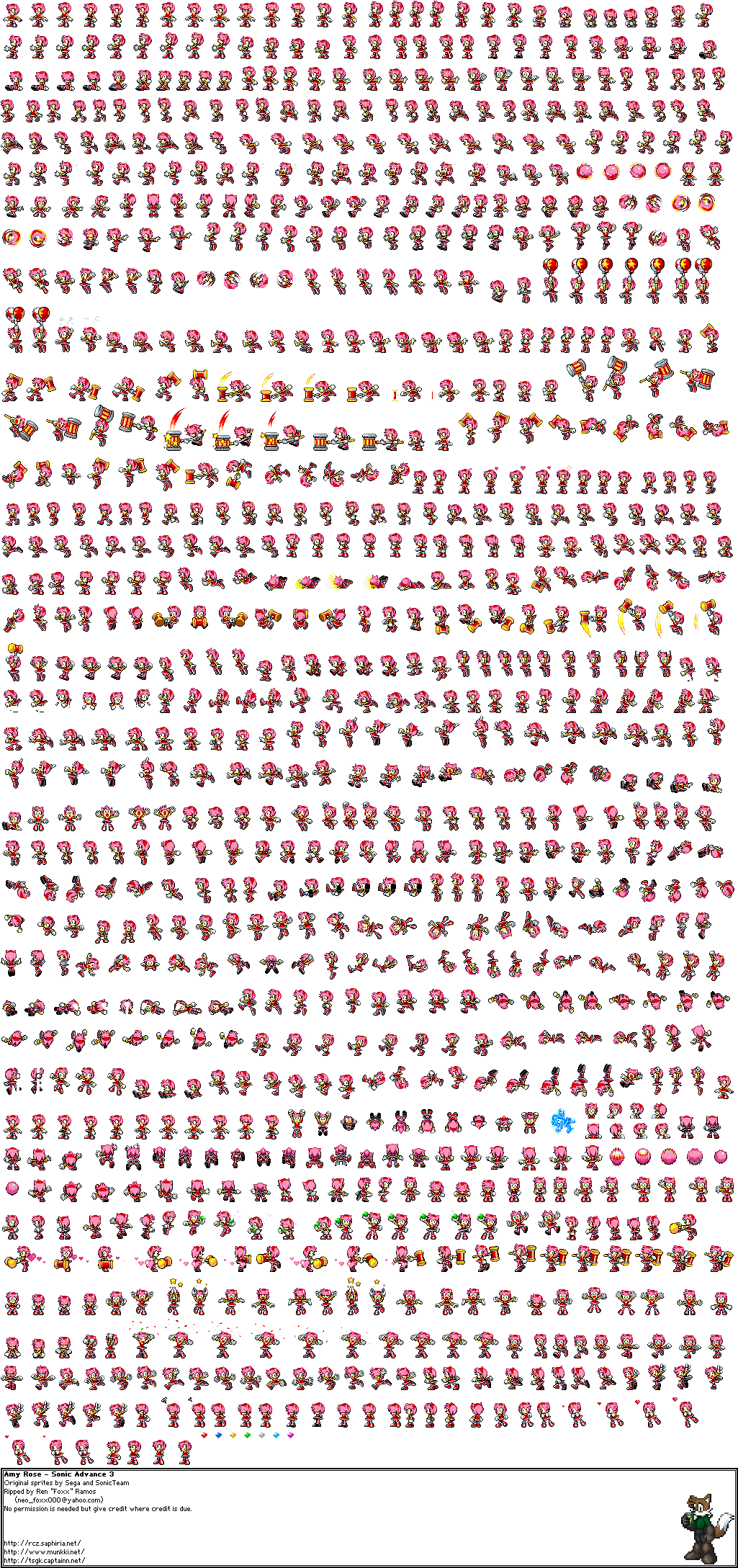 Amy Rose - Amy Rose Sprite Sheet (1032x2187), Png Download