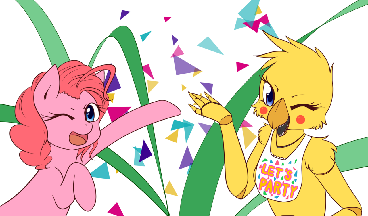 Celebration, Chica, Crossover, Duo, Five Nights At - Pinkie Pie Toy Chica (1280x751), Png Download