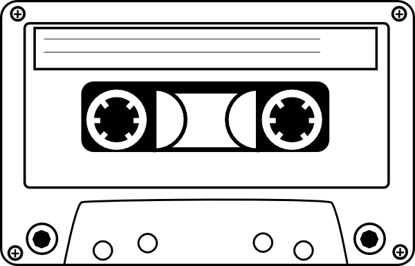 Cassette Banner Transparent Download Free Download - Black And White Cassette Tape Clipart (600x385), Png Download