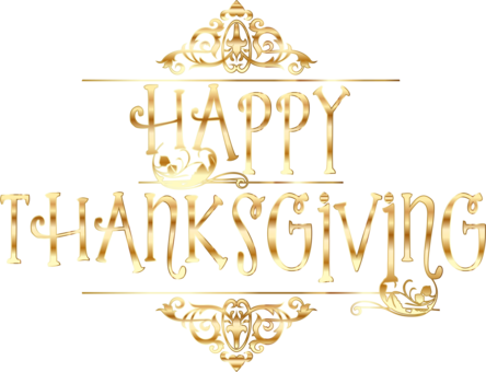 Thanksgiving Day Holiday Jewellery Gold - Happy Thanksgiving Transparent Background (444x340), Png Download