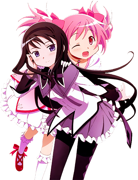Edit Puella Magi Madoka Magica Mahou Shoujo Madoka - Madoka Kaname And Homura Akemi (500x645), Png Download