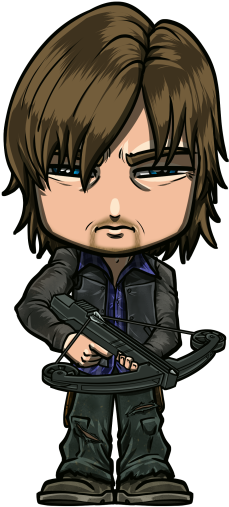 Walking Dead Daryl Cartoon (378x522), Png Download