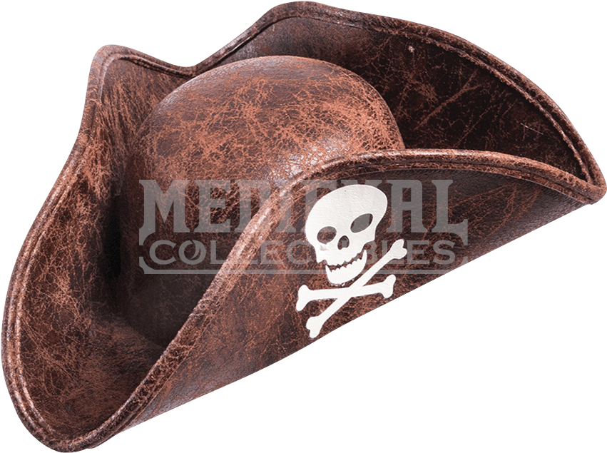Mini Jolly Roger Hat - Brown Mini Pirate Tricorn Hat Skull Crossbones Unisex (850x850), Png Download