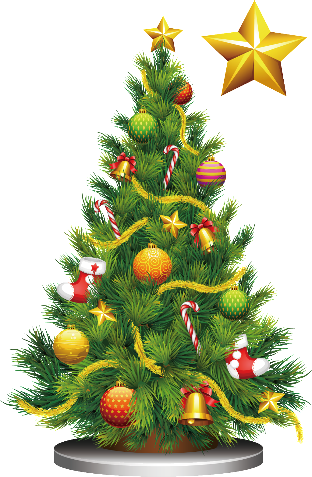 Green Christmas Tree Png Element - Decorated Christmas Trees Illustrations (1024x1565), Png Download