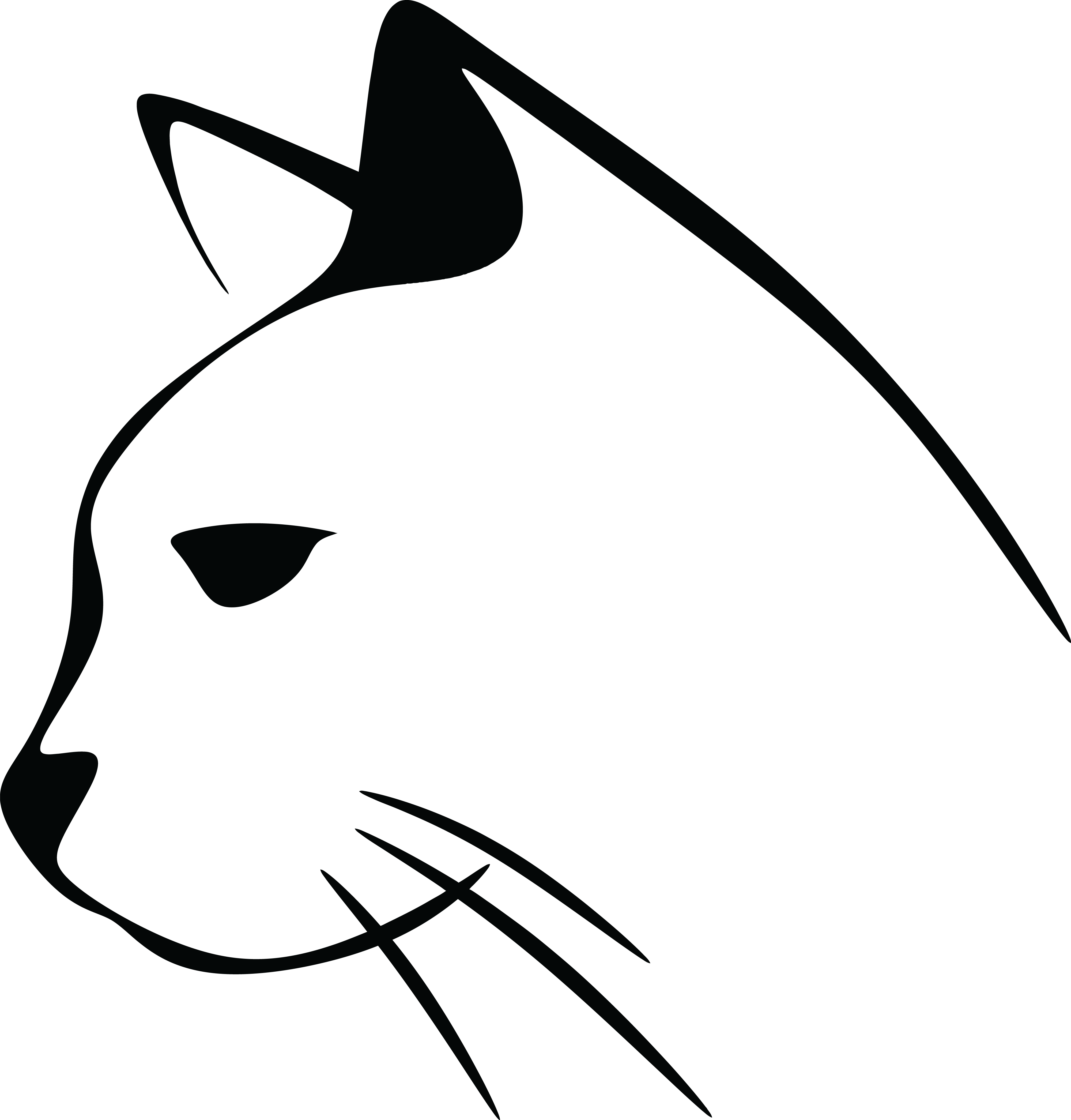 Free Clipart Of A Black And White Cat Head - Cat Head Clip Art (4000x4182), Png Download