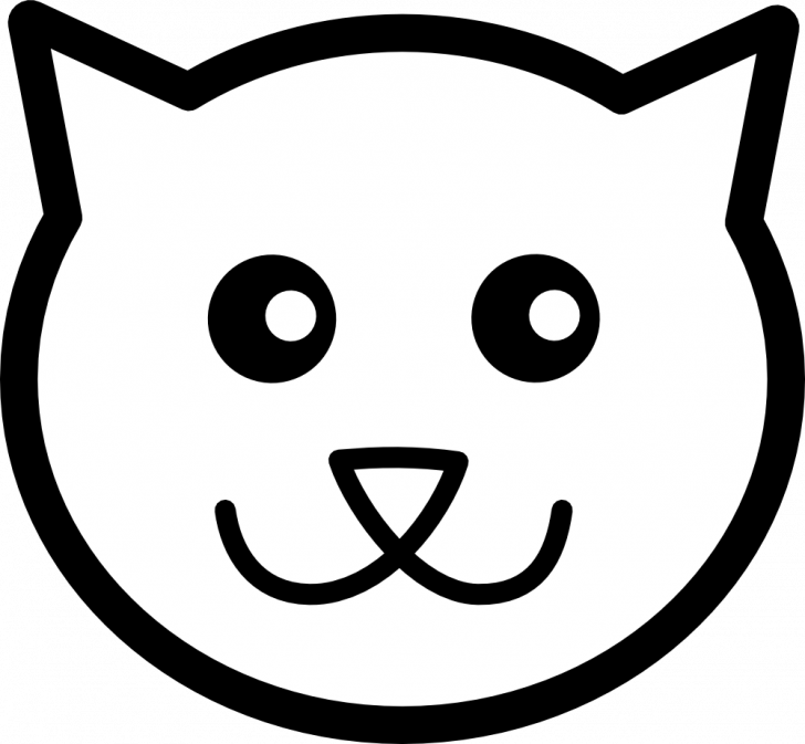 Cat Face Coloring Page Murderthestout - Cat Face Cartoon Drawing (728x673), Png Download