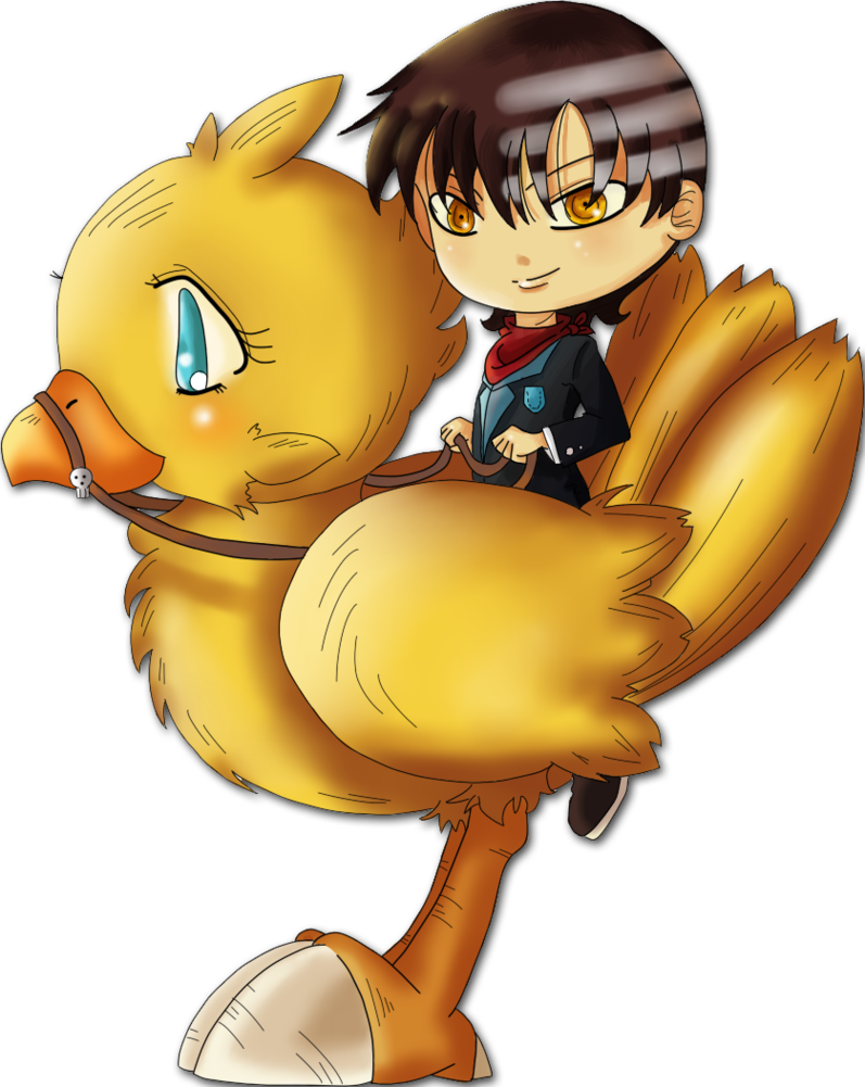'chibi Kid On A Gold Chocobo' By Suesanne On Deviantart - Cartoon (797x1001), Png Download