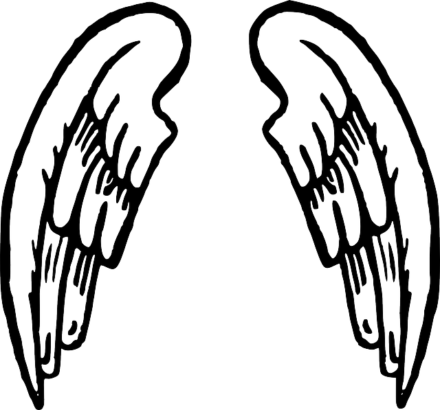 Baby, Black, Tribal, Simple, Small, Outline, Cross - Wings Cartoon Transparent Background (640x597), Png Download