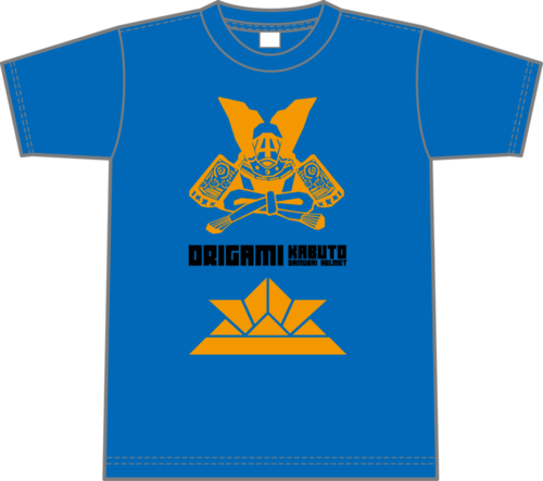 Origami Samurai Helmet T-shirt - Blue (500x443), Png Download