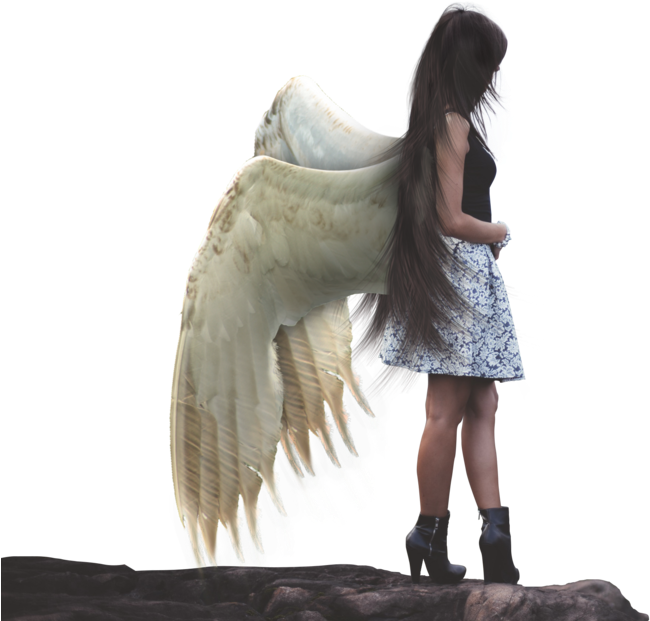 Humananimal Girl Bird Wings Mistic Fantasy Ftestickers - Deviantart Stock (700x694), Png Download