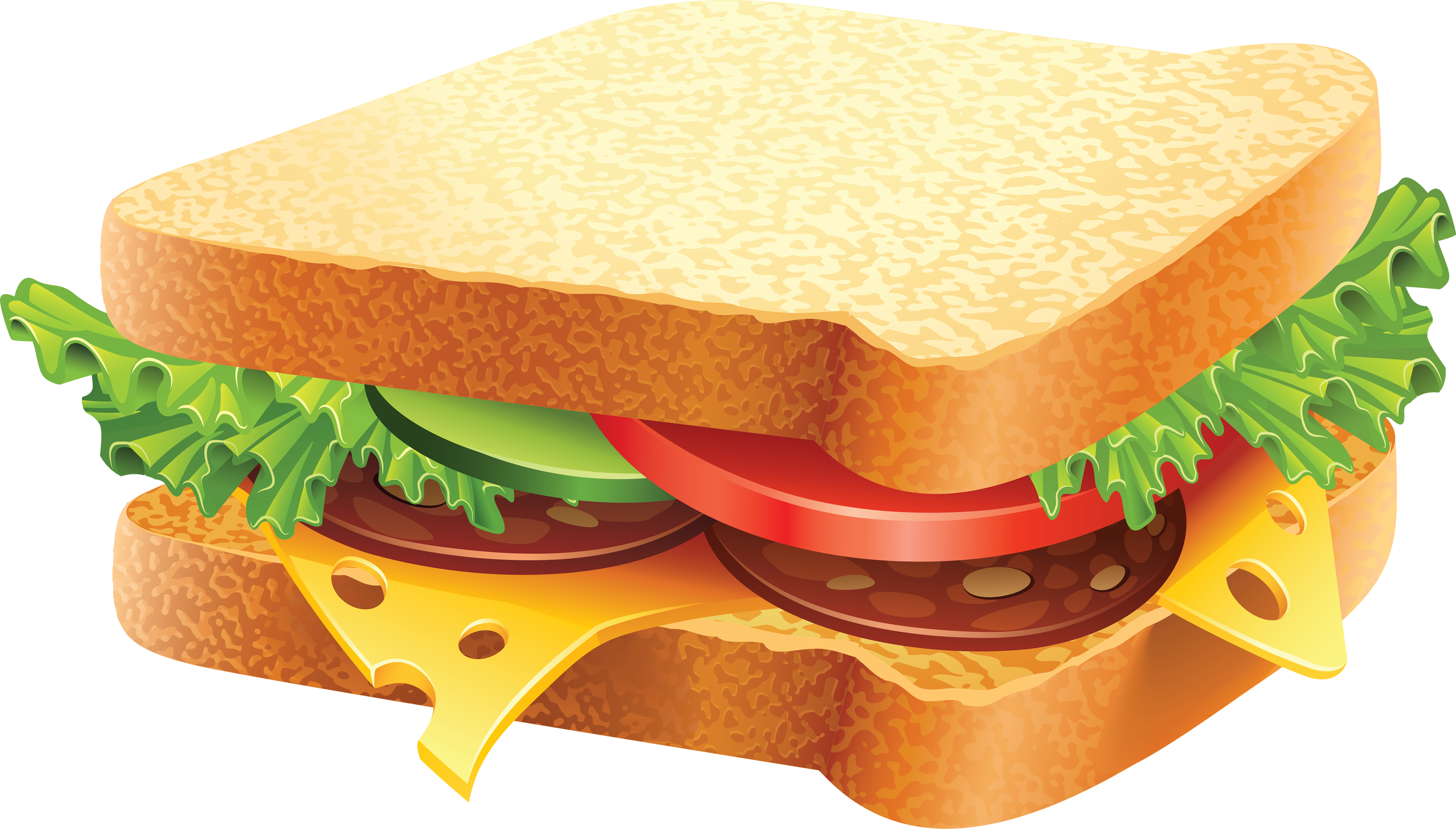Sandwich Clip Art Free - Sandwich Clipart (3485x1984), Png Download