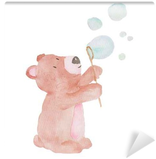 Bear Cute Animal Watercolor Illustration Bubbles Water - Illustration (400x400), Png Download