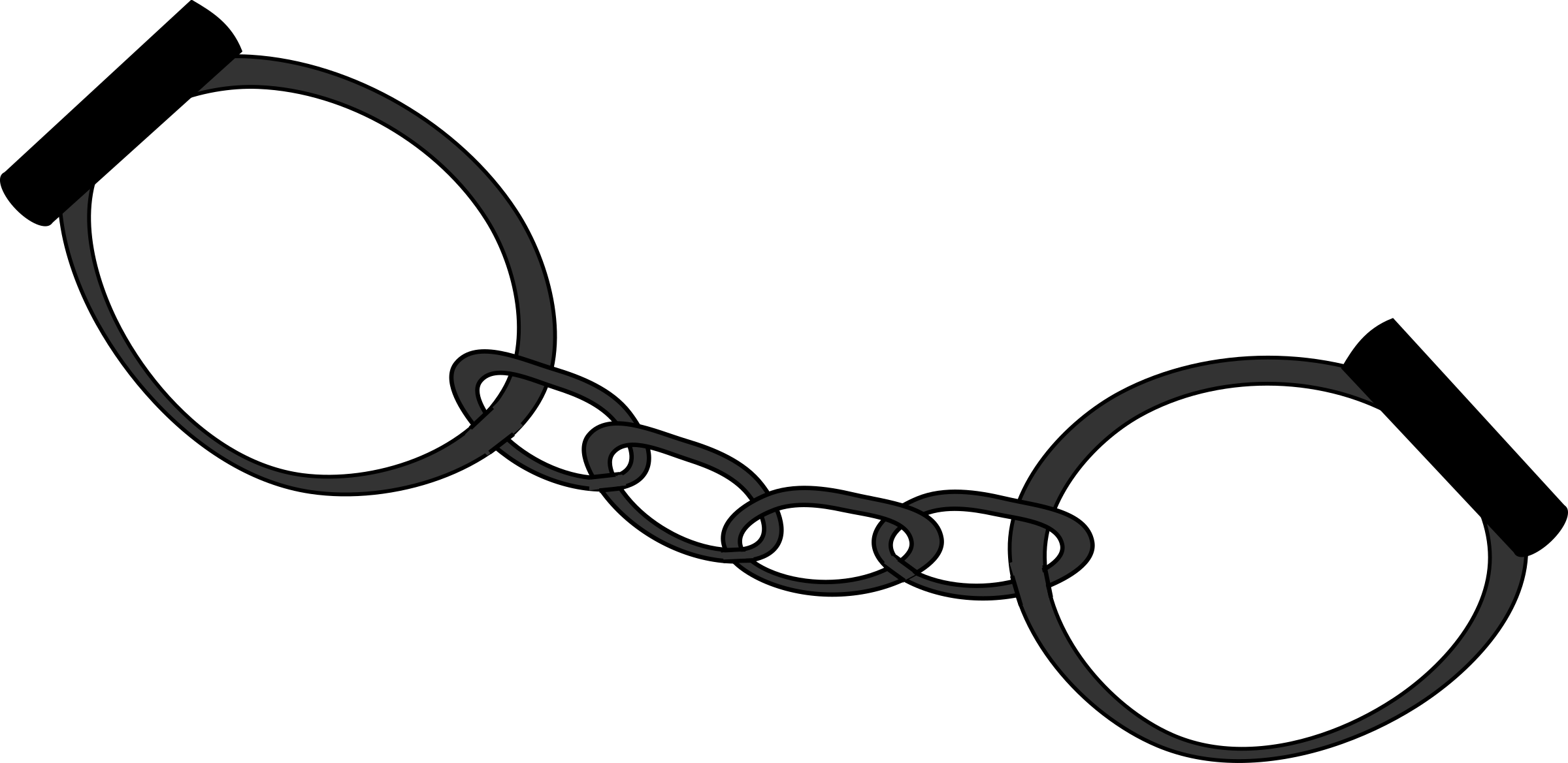 Free Icons Png - Handcuffs Clipart Easy (2400x1169), Png Download