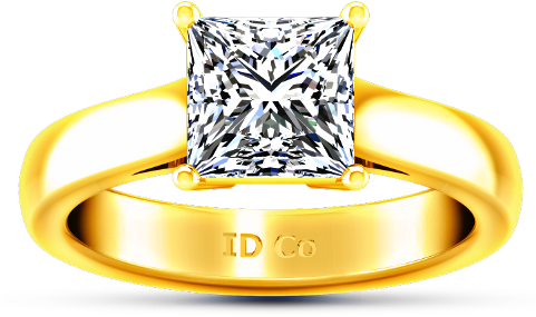 Solitaire Diamond Princess Cut Engagement Ring Angie (480x480), Png Download