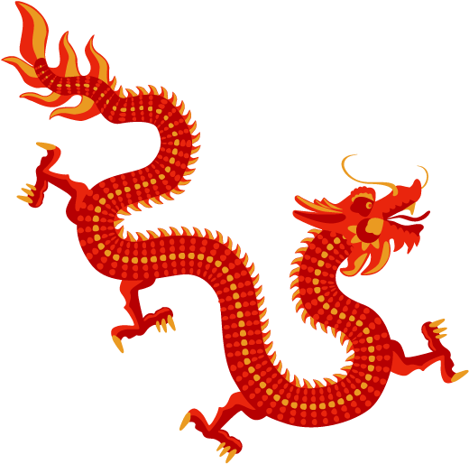 Yellow Red Dragon - Chinese Dragon Vector Png (530x520), Png Download