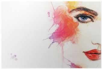 Beautiful Woman Face - Woman Face Watercolor (400x400), Png Download