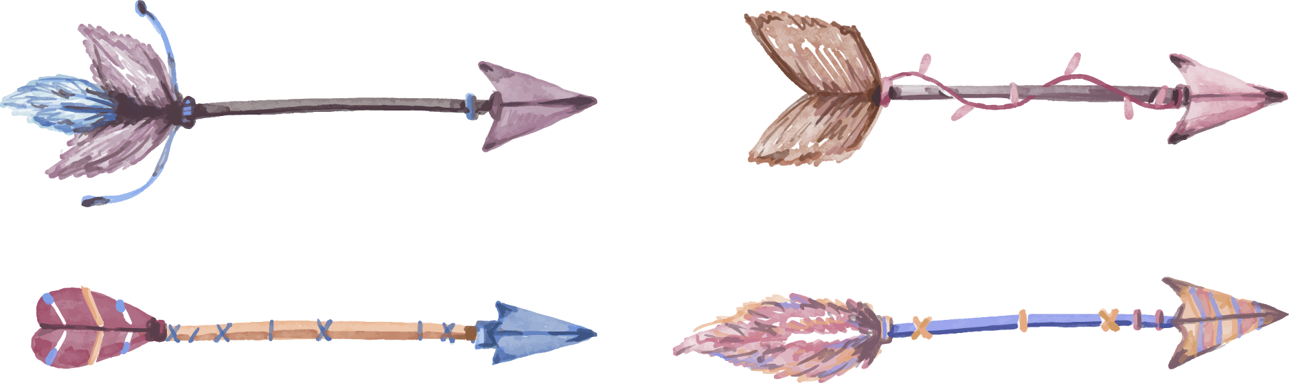 Watercolor Painting Euclidean Vector Arrow - Water Color Arrows (1877x558), Png Download