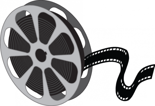 Movie Reel Clipart Video Film Cinema - Png Movie Reel Clipart Black And White (640x440), Png Download