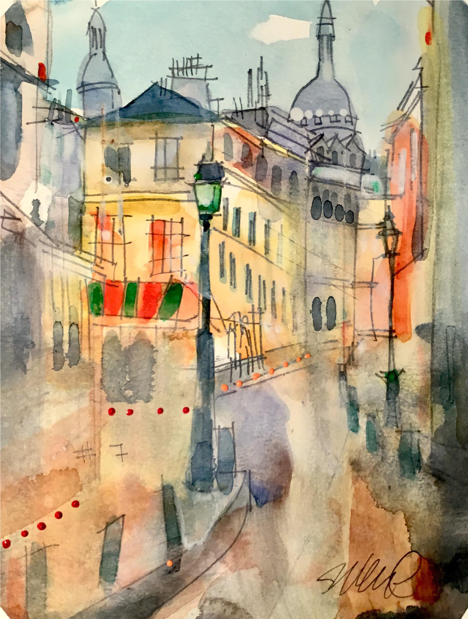 Original Watercolor Painting On Caslon Paper, Cityscapes - Painting (2158x2854), Png Download