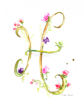 Watercolour Letter H Monogram (380x380), Png Download