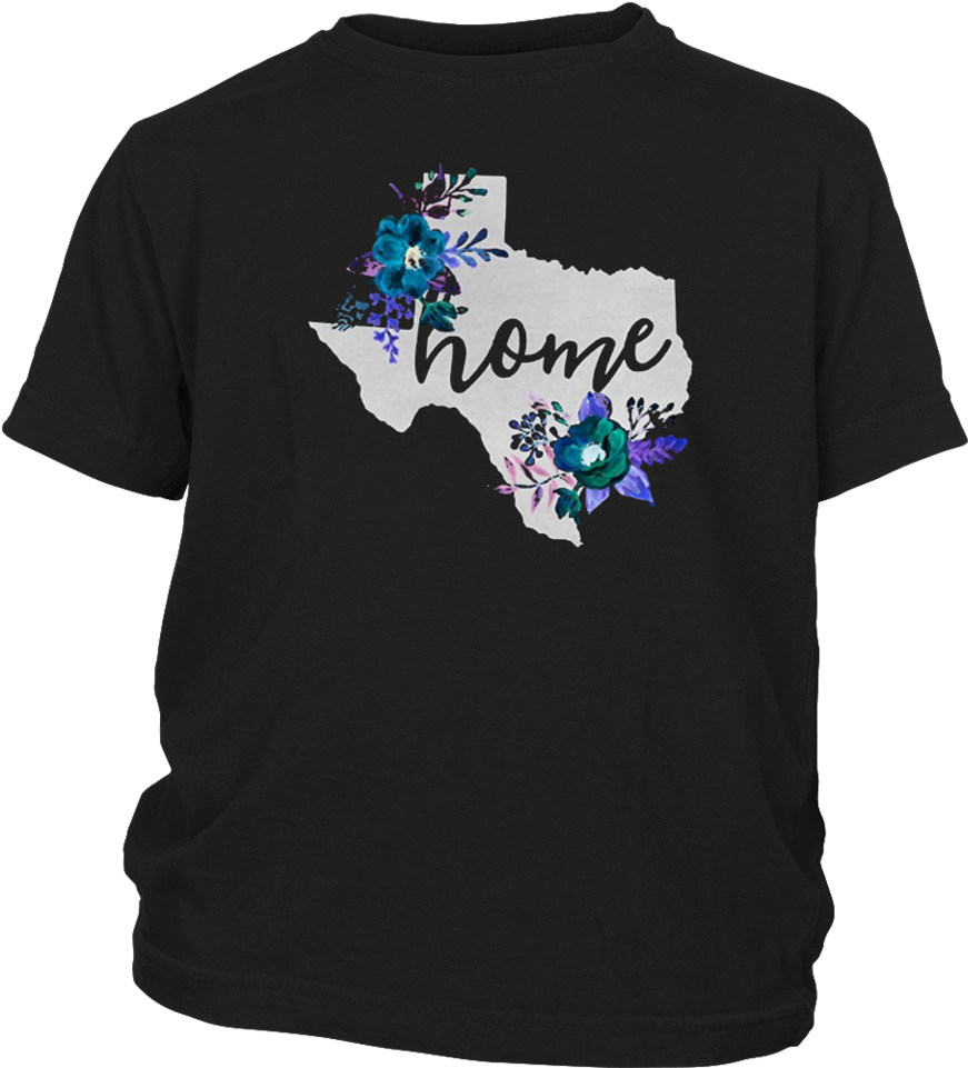 Texas Home Chalkboard Watercolor Flowers State T-shirt - Papa, Grandpa, Grandfather Shirt - Father's Day 2017 (960x960), Png Download