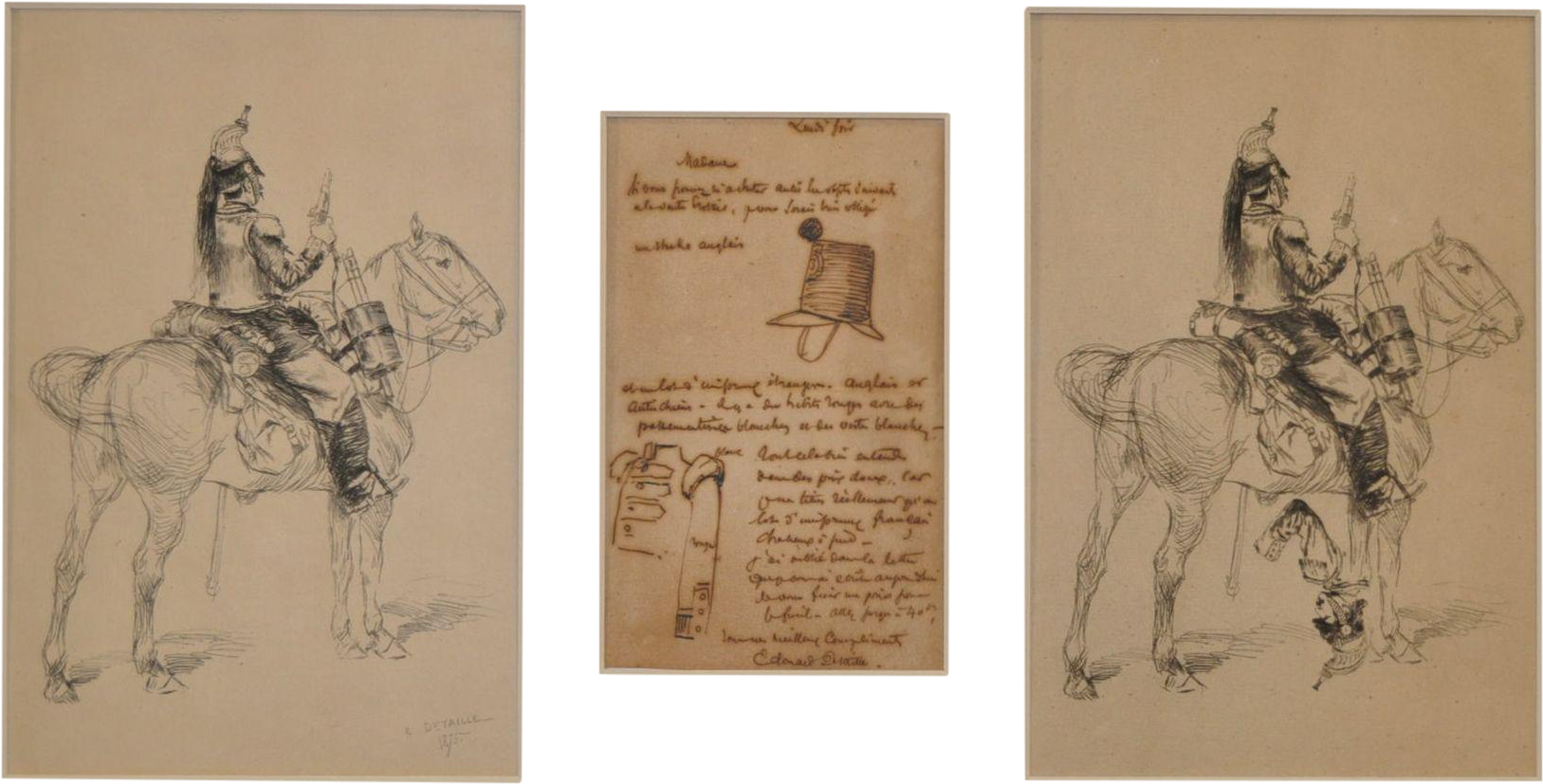 Edouard Detaille - Drawing (1807x918), Png Download