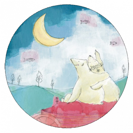 Janou Eve Le Guerrier Round Postcard "les Ours Au Clair - Painting (458x594), Png Download