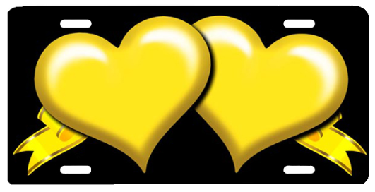 Yellow Heart With Ribbon - Car (600x400), Png Download