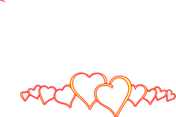 Yellow Hearts Clip Art - Hearts In A Line Png (600x399), Png Download
