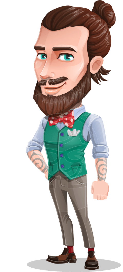 Nixon Bun The Hipster - Man Bun Cartoon Character (957x1060), Png Download