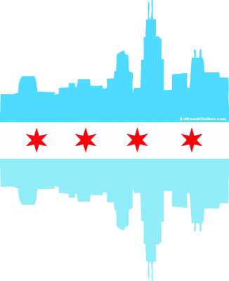 Download HD Chicago Flag - Chicago Skyline With Flag Transparent PNG