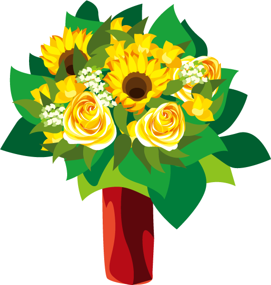 Common Euclidean Yellow Transprent - Sunflower Bouquet Clipart Png (541x568), Png Download