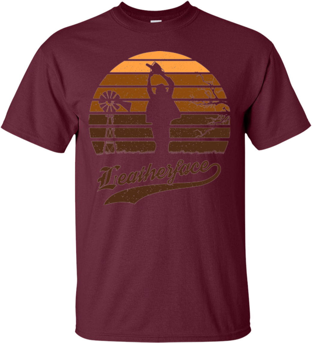 Horror Sun Set Leatherface T-shirt - Shirt (1155x1155), Png Download