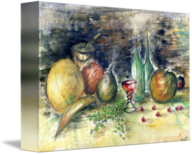 Still Life With Fruits - Drawing (650x524), Png Download