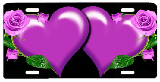 Purple Roses And Hearts (600x400), Png Download