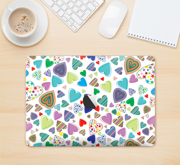 The Fun-colored Pattern Hearts Skin Kit For The 12" - Tp-link Tl-ue300 Ethernet Network Adapter (white) (600x549), Png Download